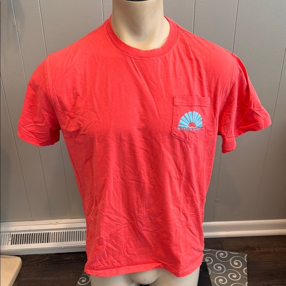 E Waters Bluff Men’s Medium Vibrant Coral Short Sleeve Tee with Pocket - Picture 1 of 5